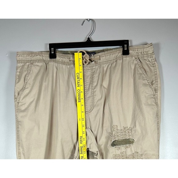 American Rag Drawstring Patchwork Khaki Straight Leg Pants, Size XXL - Picture 4 of 8